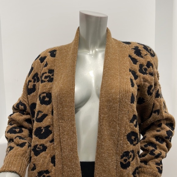 J.J. Browne Vintage Open Front Sweater Cardigan Brown Black Size M NWT - Picture 4 of 7